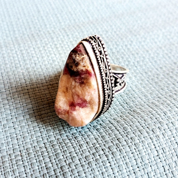 New Rough Ruby in Zoisite 925 Silver Ring. - Picture 11 of 12